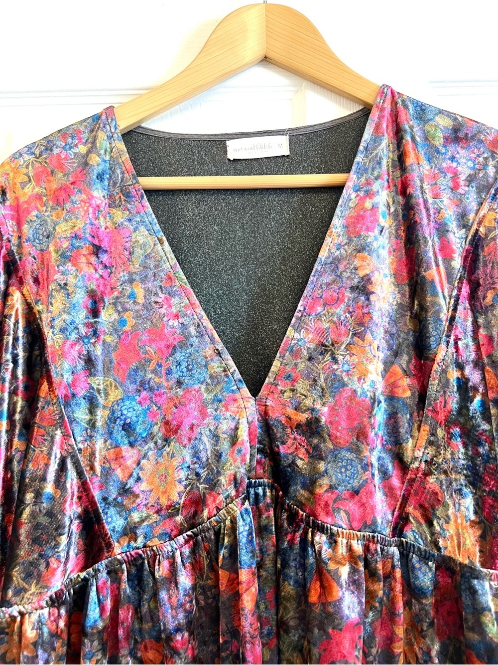 Natural Life Burn Velvet Carly Dress floral  relaxed babydoll empire boho size M - Picture 4 of 11